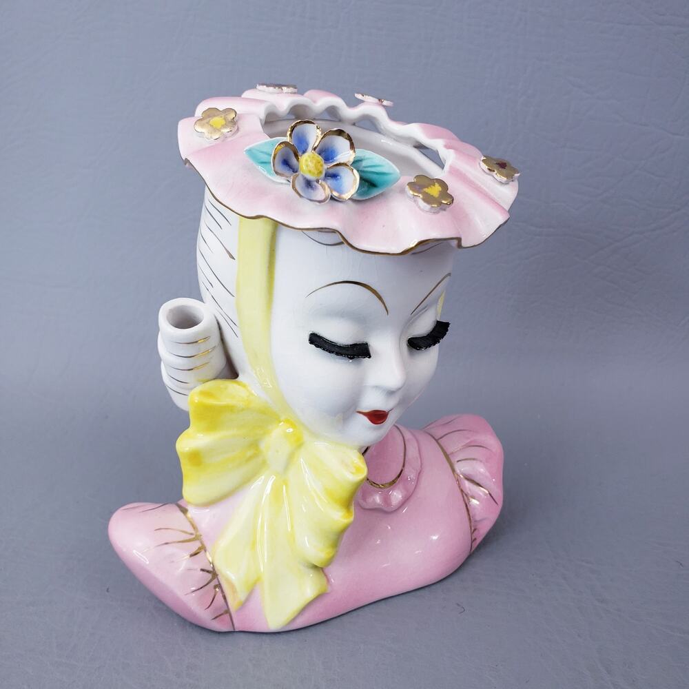 Lefton "Barbara" Pretty in Pink Head Vase – 1950s Vintage Collectible